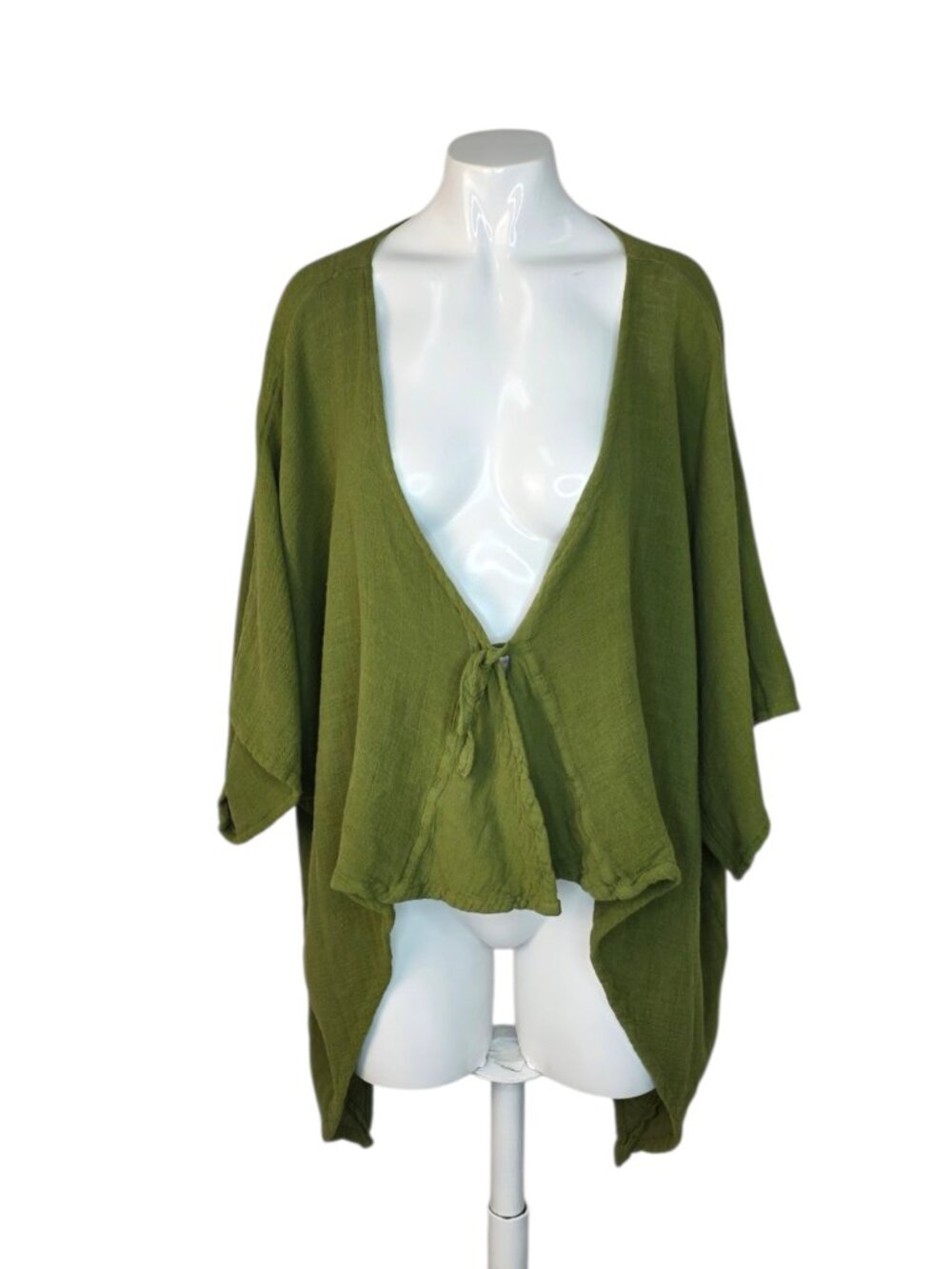 Oh My Gauze! Green Cotton Kimono Cardigan Top, Lightweight, Boho, Lagenlook